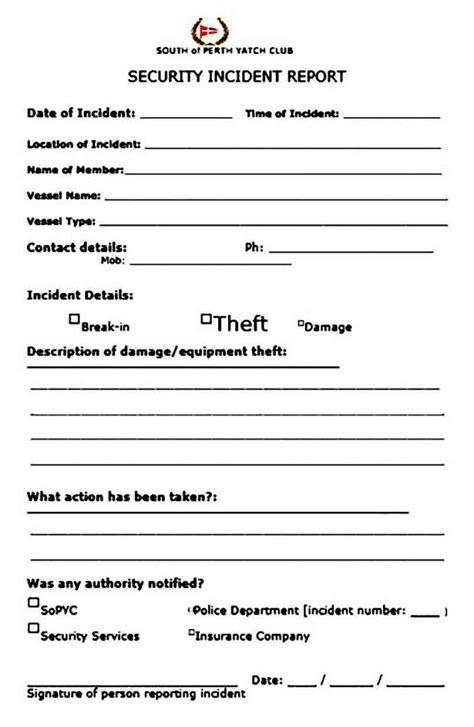physical security incident report template